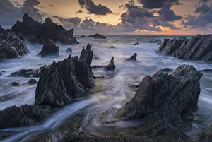North Devon Coast Prints: Sunset over the dramatic coast of North Devon, England, United Kingdom, Europe