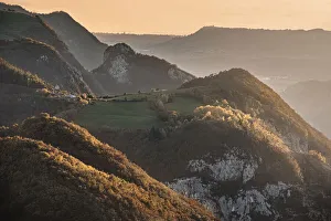 European Mountain Views Prints: Sunset light over mountains, Lessinia, Veneto, Italy, Europe