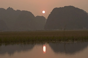 Vietnamese Countryside View Prints: Sunset, limestone mountain scenery