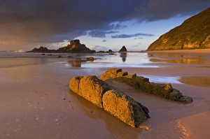 Rugged Coastline Photography Prints: Sunset and low evening light on the rocks, Praia do Castelejo beach near Vila do Bispo