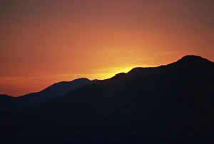 Silhouette Of Mountains At Sunset Prints: Sunset, Murree area