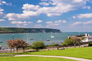 Prints of Swanage park and Swanage Harbour, Dorset, England, United Kingdom, Europe Dorset Prints: Swanage Park and Harbour Print, Dorset, England