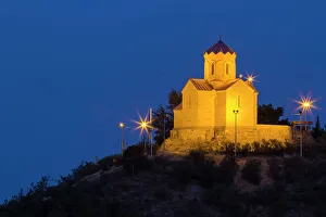 Central Asia Landmarks Prints: Tabor Monastery of the Transfiguration at twilight, Tbilisi, Georgia, Central Asia, Asia