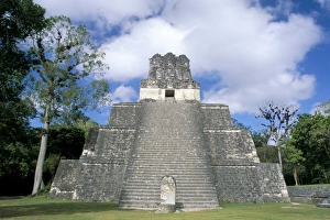 Tikal National Park Attractions Prints: Temple 2 from the front