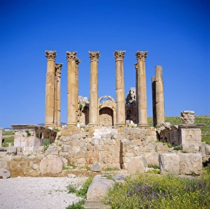 Prints of Temple of Artemis, 1st century AD, of the Roman Decapolis city, Jerash, Jordan, Middle East Related Prints: Temple of Artemis Print, 1st century Roman architecture in Jerash, Jordan