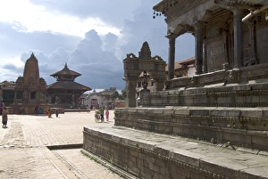 Durbar Square Nepal Prints: Temple at back of Durbar Square