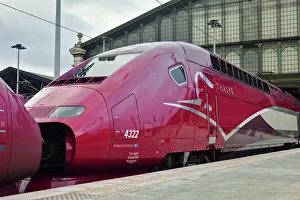 A Thalys high speed train awaits departure at Gare du Nord railway station, Paris, France, Europe A Thalys high speed train awaits departure at Gare du Nord railway station, Paris, France, Europe