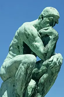 Prints of The Thinker, by Rodin, Musee Rodin, Paris, France, Europe Paris Prints: The Thinker Print, a bronze-inspired image of a seated man lost in thought