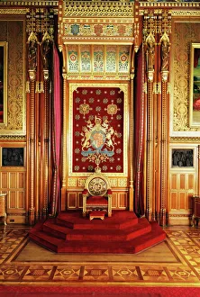 Throne in Queens robing room, Houses of Parliament, Westminster, London Throne in Queens robing room, Houses of Parliament, Westminster, London
