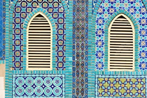 Hazrat Ali Assassination Site Prints: Tiling round shuttered windows, Shrine of Hazrat Ali, who was assissinated in 661