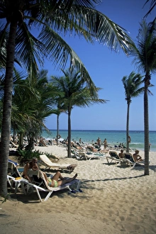 Mayan Riviera Tourism Prints: Tourists on the beach