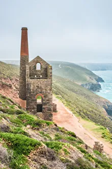 Cornwall Historic Landmarks Prints: Towanroath Shaft Pumping Engine House, part of the Wheal Coates mine near St. Agnes Head
