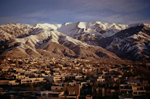 Prints of Towchal range behind the city, Tehran, Iran, Middle East Iran Prints: Towchal Mountain Range Print, Tehran, Iran