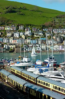 Devon Prints: Train at Dartmouth Harbour Print, Devon, England