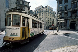 Baixa District Portugal Prints: Tram in the Baixa district