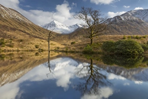 Glencoe Scenic Views Prints: Tranquil loch reflection in Glen Etive, Glencoe, Highlands, Scotland, United Kingdom