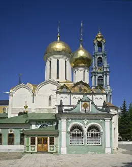 Trinity Cathedral Russia Prints: Trinity Cathedral and bell tower, Trinity Monastery of St. Sergius, Zagorsk