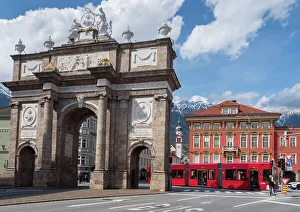 Tyrol Austria Tourism Prints: Triumphpforte (Triumphal Arch), Old city center, Innsbruck, Tyrol, Austria, Europe