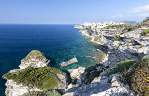 Turquoise sea frames the medieval old town and fortress perched on top of cliffs Turquoise sea frames the medieval old town and fortress perched on top of cliffs