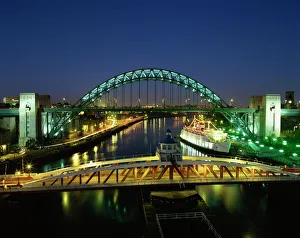 Prints of The Tyne Bridge illuminated at night, Tyne and Wear, England, United Kingdom, Europe River Prints: The Tyne Bridge Print, England, Europe