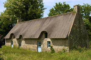 France Prints: Typical Ancient Breton Thatched House Print, Lorient, France