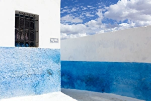 Typical blue and white street scene in Kasbah des Oudaya (Kasbah of the Udayas), Rabat Typical blue and white street scene in Kasbah des Oudaya (Kasbah of the Udayas), Rabat