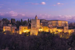 View of the Alhambra, UNESCO World Heritage Site, with the Sierra Nevada mountains View of the Alhambra, UNESCO World Heritage Site, with the Sierra Nevada mountains