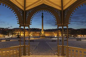 View from band stand shell to the New Castle on Schlossplatz Square, Stuttgart View from band stand shell to the New Castle on Schlossplatz Square, Stuttgart