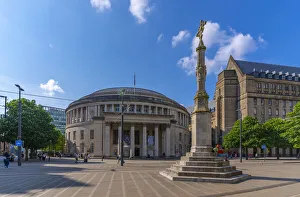 Lancashire Landmarks Prints: View of Central Library and monument in St. Peters Square, Manchester, Lancashire