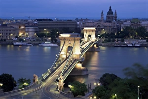 Chain Bridge Hungary Prints: View over Chain Bridge and St