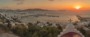 Mykonos Town Print: Elevated Sunset View