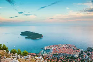 Prints of View over Dubrovnik, Lokum Island and Adriatic Sea, Dubrovnik, Dalmatian Coast, Croatia, Europe Croatia Prints: View over Dubrovnik, Lokum Island and Adriatic Sea Print
