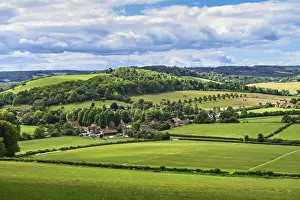 Prints of View from Fingest Wood to Fingest Village and Cadmore End in the Chiltern Hills near High Wycombe, Fingest, Buckinghamshire, England, United Kingdom, Europe Buckinghamshire Prints: Fingest Wood to Fingest Village Print