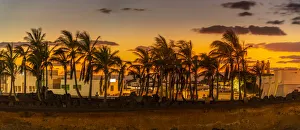View of golden sunset through palm trees, Playa Blanca, Lanzarote, Canary Islands, Spain View of golden sunset through palm trees, Playa Blanca, Lanzarote, Canary Islands, Spain