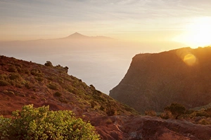 View from Gomera to Tenerife with Teide volcano at sunrise, Canary Islands, Spain View from Gomera to Tenerife with Teide volcano at sunrise, Canary Islands, Spain