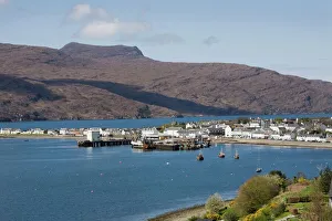 Prints of View into harbour, Loch Broom, Ullapool, Wester Ross, Ross and Cromarty, Northern Highlands, Scotland, United Kingdom, Europe Lake Prints: Ullapool Harbour Print, Loch Broom, Scotland