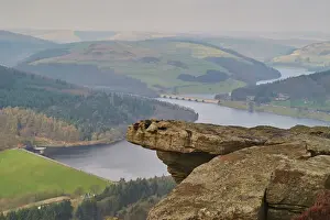 Prints of View from Hathersage Edge to Ladybower Reservoir and Derwent Valley, Peak District National Park, Derbyshire, England, United Kingdom, Europe Derbyshire Prints: Peak District Landscape Print