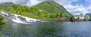 Stranda Municipality Scenery Prints: View of Hellesylt waterfall in Hellesylt
