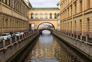 View towards Hermitage Bridge over Zimniaya Kanavka (Winter Canal), and Neva River beyond View towards Hermitage Bridge over Zimniaya Kanavka (Winter Canal), and Neva River beyond