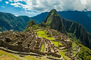 View of Huayna Picchu and Machu Picchu Ruins, UNESCO World Heritage Site, Peru, South View of Huayna Picchu and Machu Picchu Ruins, UNESCO World Heritage Site, Peru, South