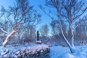 Icelandic Landmarks Prints: View of the Jonas Hallgrímsson statue