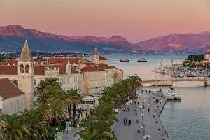 View from Kamerlengo Fortress over the old town of Trogir at sunset, UNESCO World Heritage Site View from Kamerlengo Fortress over the old town of Trogir at sunset, UNESCO World Heritage Site