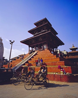 Nepal Cultural Heritage Sites Prints: View of Maju Deval Temples and Durbar Square