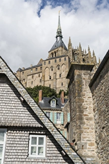 View of Mont Saint-Michel Abbey from below, UNESCO World Heritage Site, Mont-Saint-Michel View of Mont Saint-Michel Abbey from below, UNESCO World Heritage Site, Mont-Saint-Michel