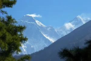 View to Mount Everest and Lhotse from the trail near Namche Bazaar, Nepal, Himalayas, Asia View to Mount Everest and Lhotse from the trail near Namche Bazaar, Nepal, Himalayas, Asia