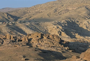 Nabatean Architecture Prints: View over Nabatean tombs