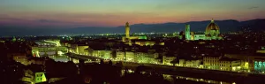 View at night over rooftops of Florence, showing Duomo, Uffizi View at night over rooftops of Florence, showing Duomo, Uffizi