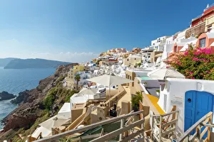 View of Oia village, Santorini, Aegean Island, Cyclades Island, Greek Islands, Greece View of Oia village, Santorini, Aegean Island, Cyclades Island, Greek Islands, Greece