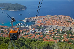 View of Old Town, UNESCO World Heritage Site, from cable car, Dubrovnik View of Old Town, UNESCO World Heritage Site, from cable car, Dubrovnik