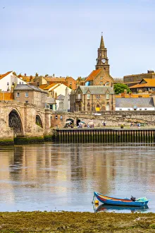 View of River Tweed and town buildings, Berwick-upon-Tweed, Northumberland, England View of River Tweed and town buildings, Berwick-upon-Tweed, Northumberland, England